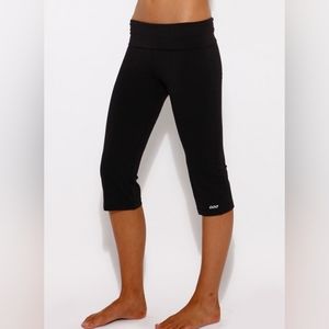 Lorna jane black active fold over 3/4 yoga pant xs gym leggings excel